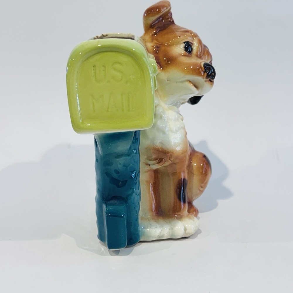 Vintage 50's Mid Century Puppy Dog & Mailbox‎ Planter Royal Copley 8" Tall - Picture 3 of 15